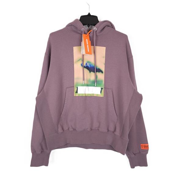 Heron Preston Men's Censored Graphic Logo Hoodie Cotton Grey Yellow Medium NWT - Picture 1 of 8